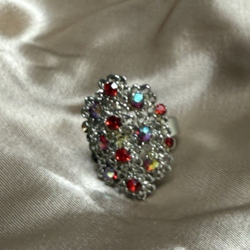 Vintage Ruby Rhinestone Adjustable Ring Party Coc… - image 8