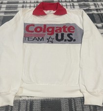 Vintage Colgate Sponsor Team US Olympic Large Long Sleeve Polo Made in USA