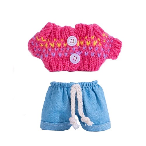 Lindo conjunto de jeans de punto Labubu ropa regalo 15-17 cm mini ropa de peluche para muñeca - Imagen 29 de 39