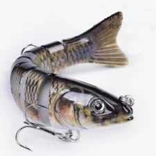 4pcs Fishing Lures 8-Segments Fish Bass Minnow Swimbait Tackle Hook Crank Bait