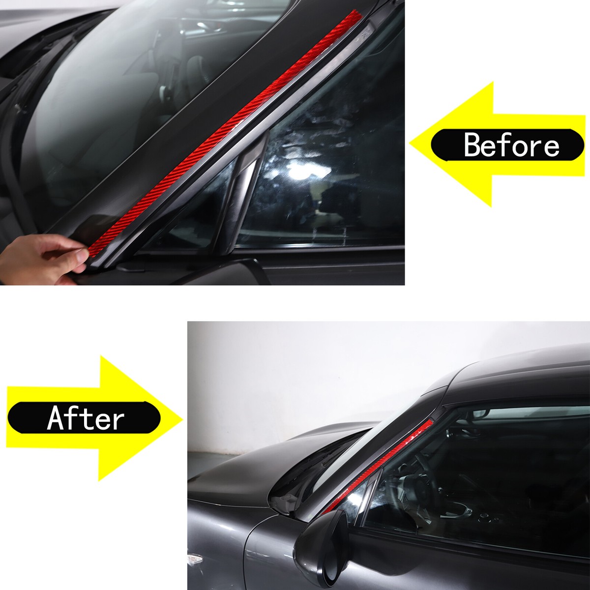 Carbon Fiber Red Windshield A-Pillar Trim Fits For Mazda MX-5 2016