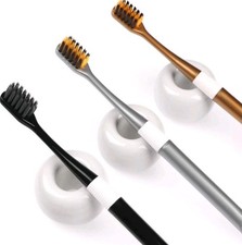 6 Piece Ceramics Toothbrush Holders Mini Donut Shape Tooth Brush Stand White