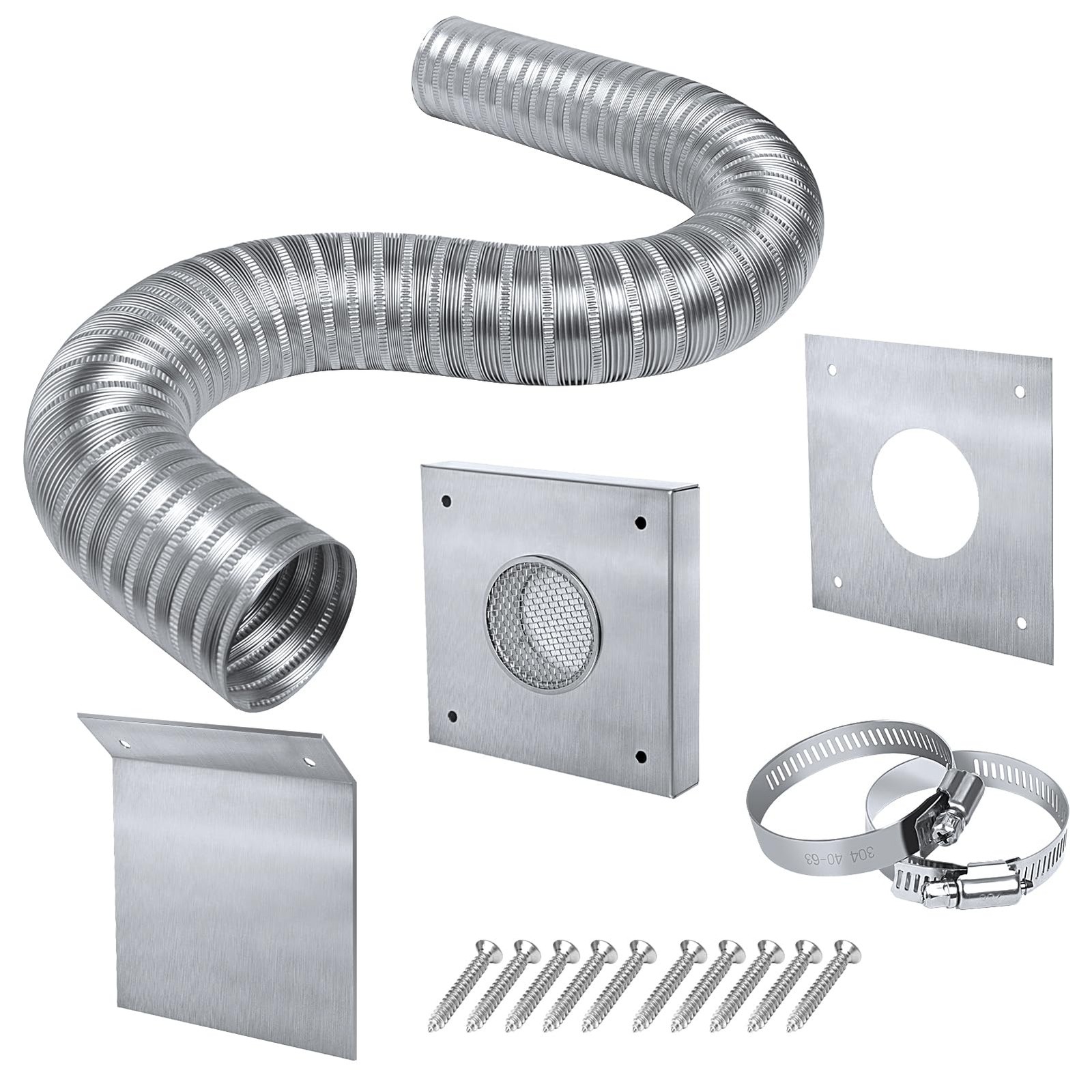 Pellet Stove Fresh Air Intake Kit - 2" x 60" Aluminum Flex Vent Pipe Assembly
