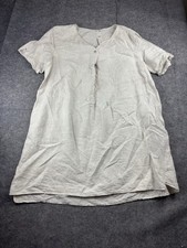 Women’s XL 100% Linen Shirt Dress Coastal Boho Lagenlook Travel Minimalist Beach