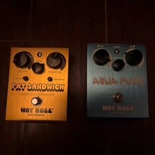 Dunlop Way Huge Fat Sandwich/ Aqua Puss  Guitar Effect Pedal Bundle