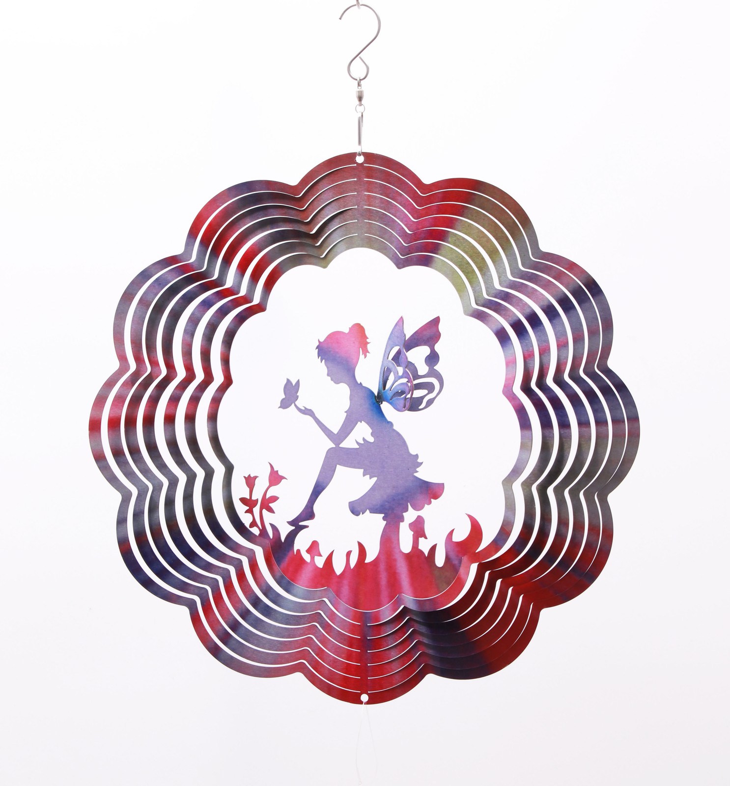 Wind Spinner 12"" (30cm) Multi-Colour Electroplated Steel Outdoor Garden Ornament