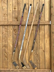 VINTAGE Set of 4 Vintage Wooden Hockey Stick Sticks CANADIEN KOHO SHER-WOOD