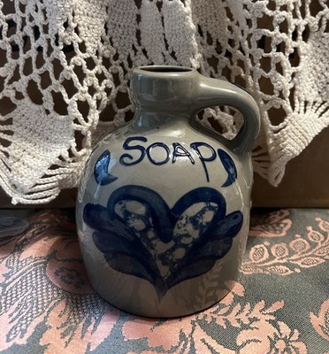 Vtg 1997 Beaumont Brothers Pottery BBP Heart Soap Dispenser & Pump Salt Glaze