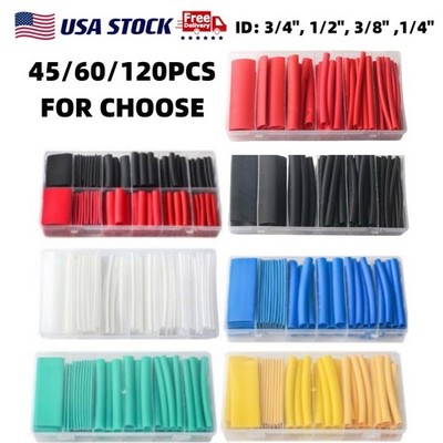 60Pcs Dual Wall Heat Shrink Tubing Kit Marine 3:1 Ratio Adhesive Glue Lined 90mm