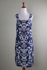TALBOTS NWT $129 Mirror Print Lined Shift Linen Cotton Tank Dress Size 8