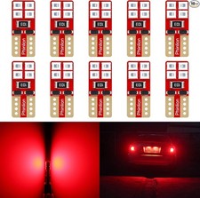 12V T10 168 194 Red LED Light Bulbs, Super Bright Miniature 8-SMD Wedge 3652