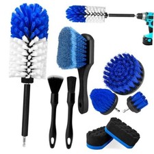 Wheel Brush Kit, Soft Drill Wheel Cleaner Brush, Tire Brush, Blue  White 9 Pk
