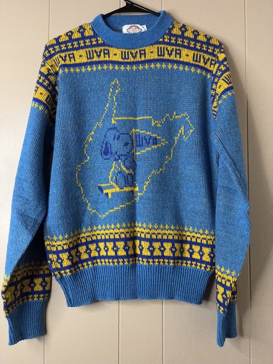 Vtg 1970s Snoopy Woodstock “WVA” Varsity Crew Neck Sweater by
