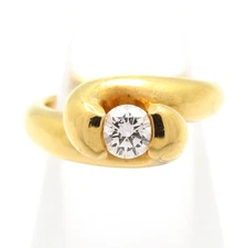 CHAUMET Turban Ring 18K Yellow Gold Diamond 3***** Ring #4 5/8