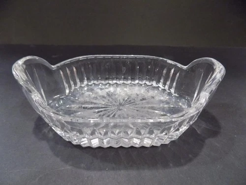 Waterford Crystal 6" Double Handle Soap Dish Notch Cuts Vintage