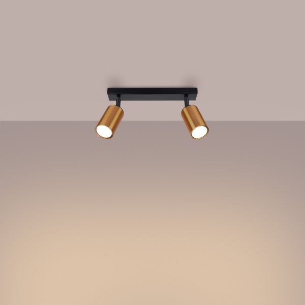 Plafonnier Acier Noir/Cuivre GU10 à double spot orientable - 3
