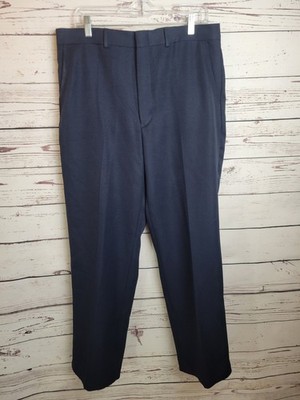 Vtg Flexslax Pants Navy Blue Straight Leg Business Formal Work Men's Size 36x32