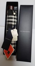 BURBERRY Folding Umbrella Black Check Carbon Fiber Frame Vintage w/ Box