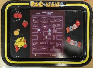 Pac-Man TV Dinner Serving Tray Midway Video Game Metal Atari Pacman 80's Vintage