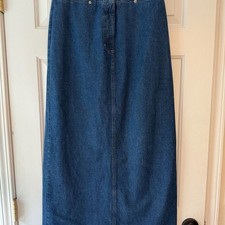 Eddie Bauer 100 Cotton Denim Maxi Skirt with Back Slit