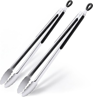 17 Inch Extra Long Grill Tongs Set of 2, Ultimate Stainless Steel Tongs for Gril