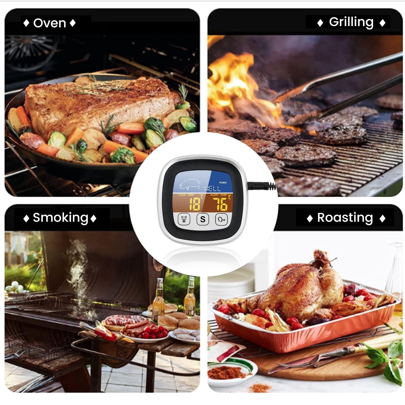 Leepenk 2025 New Upgrade Digital Talking Meat Thermometer with Clear Voice Br...