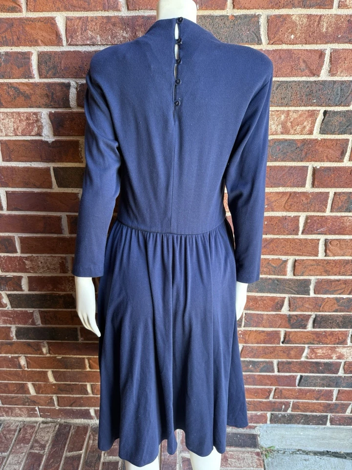 VTG Diane Von Furstenberg Dress 8 Navy Classic Simplistic Cotton Blend USA - Image 2 of 4