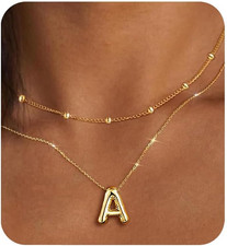 New Gold Initial Necklace for Teens Women, Trendy Layered Jewelry Fast Shipping
