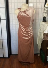 ZARA NWT/D JR Wom L Pink Velvet Ruche Assymetrical Slit Dress/Evening Gown