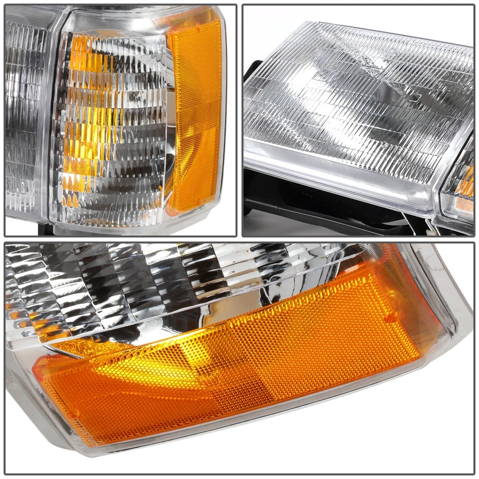 FOR 87-91 FORD F150 F250 F350 BRONCO PAIR CHROME HOUSING HEADLIGHT CORNER LAMPS - Image 4 of 4