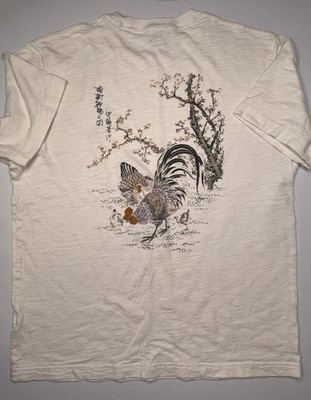 Uniqlo UT Animal Collection Japan Edo Rooster Graphic T Shirt Size M Slub