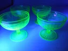 4 Anchor Hocking Uranium Green Cameo Ballerina 3 1/8" Low Sherbet Stems