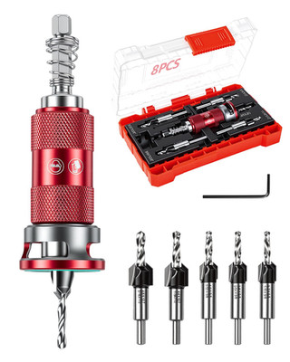 8PCS Upgrade Countersink Drill Bits Set, Quick-Adjust Two Flute TCT Alloy Tapere