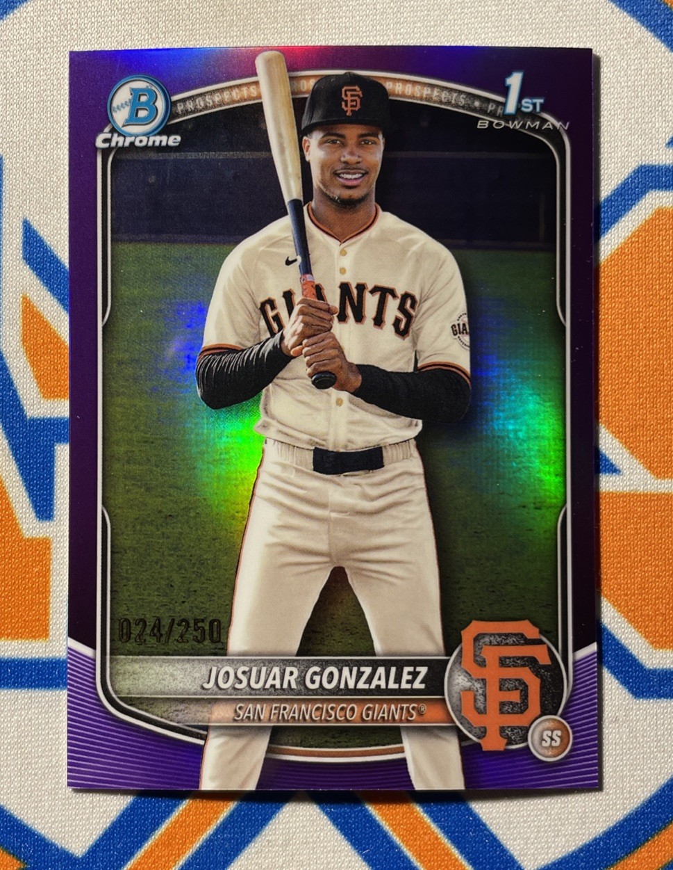 2025 Bowman Chrome Purple Refractor #BCP-153 Josuar Gonzalez /250 1st Bowman