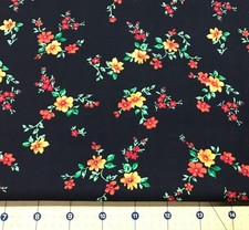 Orange Yellow Floral on Black 100 cotton fabric sold by the yard 1044
