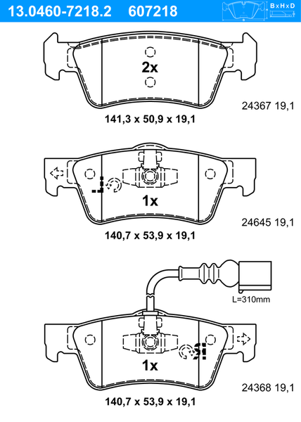 ATE BremsbeläGe Hinten (13.0460-7218.2) FüR VW Multivan T5 Transporter |-image