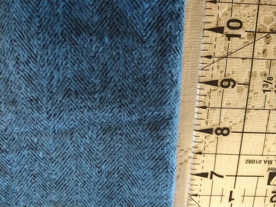 REMNANT Blue Herringbone Design Cotton Flannel Fabric 16" Long x 46" Wide PLUS - Image 3 of 4