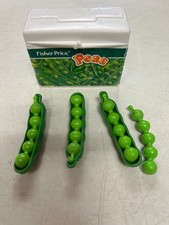 VINTAGE FISHER PRICE KITCHEN PLAY FOOD PEAS PEA PODS W CONTAINER