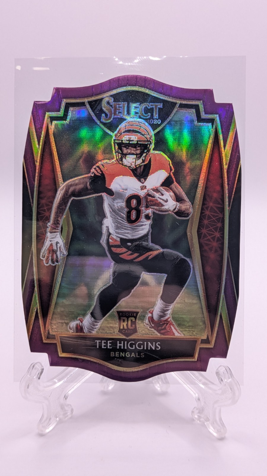 2020 Panini Select Purple Prizm Die-Cut Tee Higgins #160 (RC) Cincinnati Bengals
