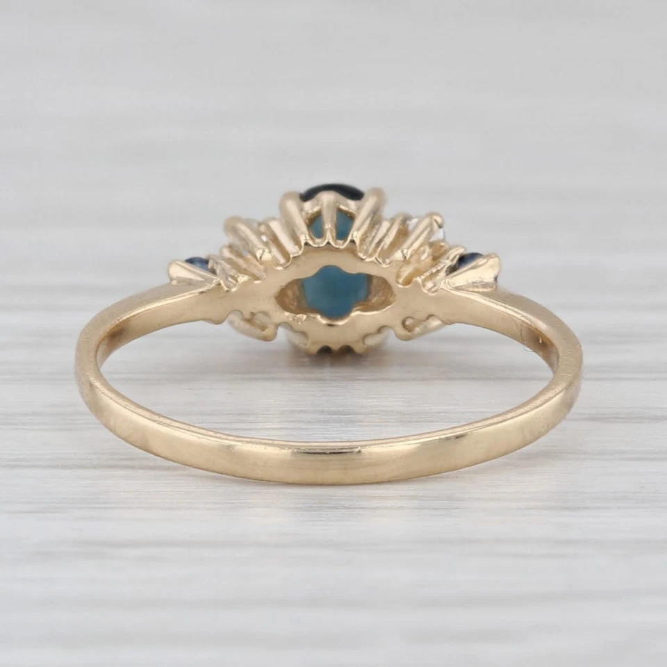 0.79ctw Blue Sapphire Diamond Ring 14k Yellow Gold Size 5.75 - image 4 of 4