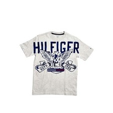 Tommy Hilfiger Boy's Light Heather Grey Eagle Logo Tee T-Shirt Size S 6-7 NEW