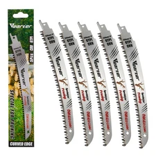 5PCS 225mm Wood Pruning Reciprocating Saw Blade 6TPI Curved Edge Recip Saw Blade