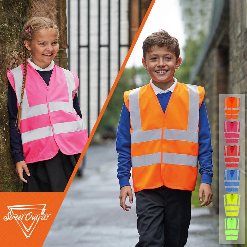 Kids Hi Vis Waistcoat Vest Reflective Safety Boy Girl High