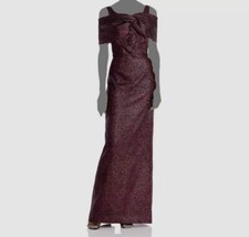 559 Rickie Freeman for Teri Jon Women's Purple Cold Shoulder Gown Dress Size 8