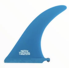 Longboard 10” Pacific Vibrations FIN SURFBOARD 4A template  Blue Fiberglass