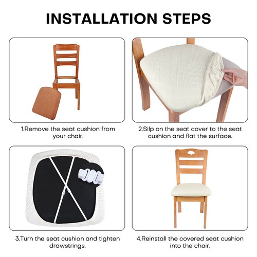 2 Pack Removable Dining Chair Seat Cushion Covers Stretch Protector Slipcover - Picture 41 of 41