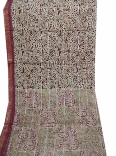 Sciarpe velo stola avorio stampa paisley puro cotone Om vintage Dupatta W-1476 - Foto 3 di 12