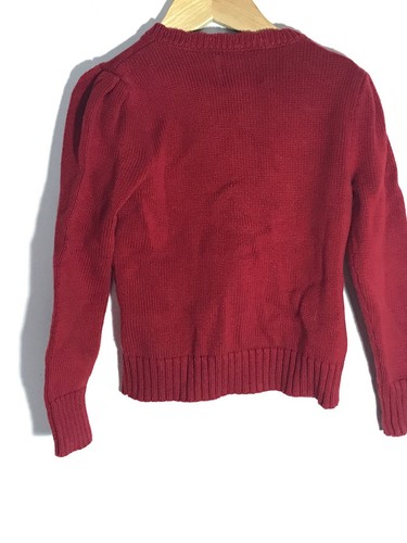 AMERICAN LIVING Girl Sz 5 Sweater Cardigan Red White Knit Snowflake Holiday - Picture 5 of 5