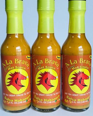 Hot Sauce A LA BRAVA Habanero 5 oz. bottle. (Pack of 3) *US PRODUCER & SELLER*