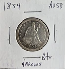1854-P Seated Liberty SILVER Quarter With ARROWS 25c - Rim Toning